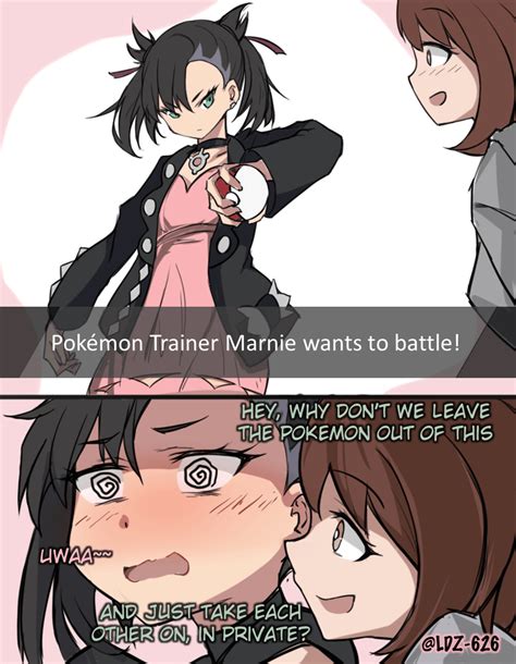 At the back of her neck, her hair becomes thinner and forms two pointed ends. . Pokemon marnie r34